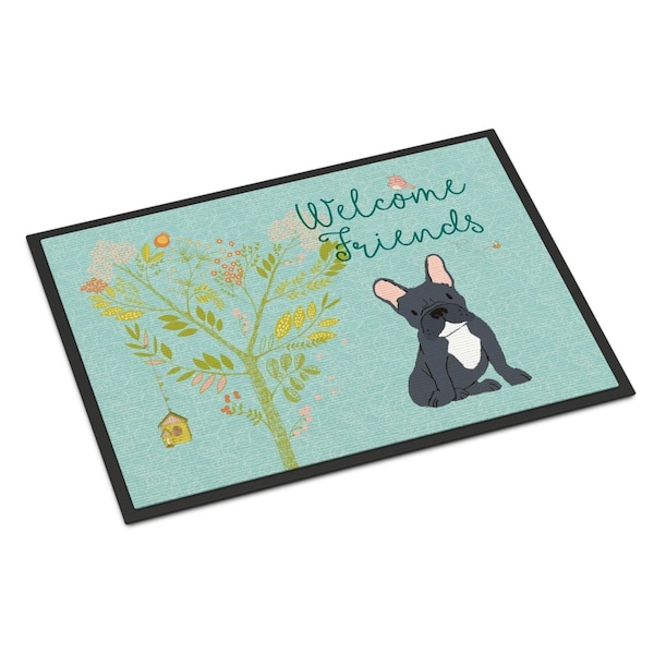 Carolines Treasures Welcome Friends Black French Bulldog Indoor or Outdoor Mat, 18 x 27 in. BB7632MAT - main